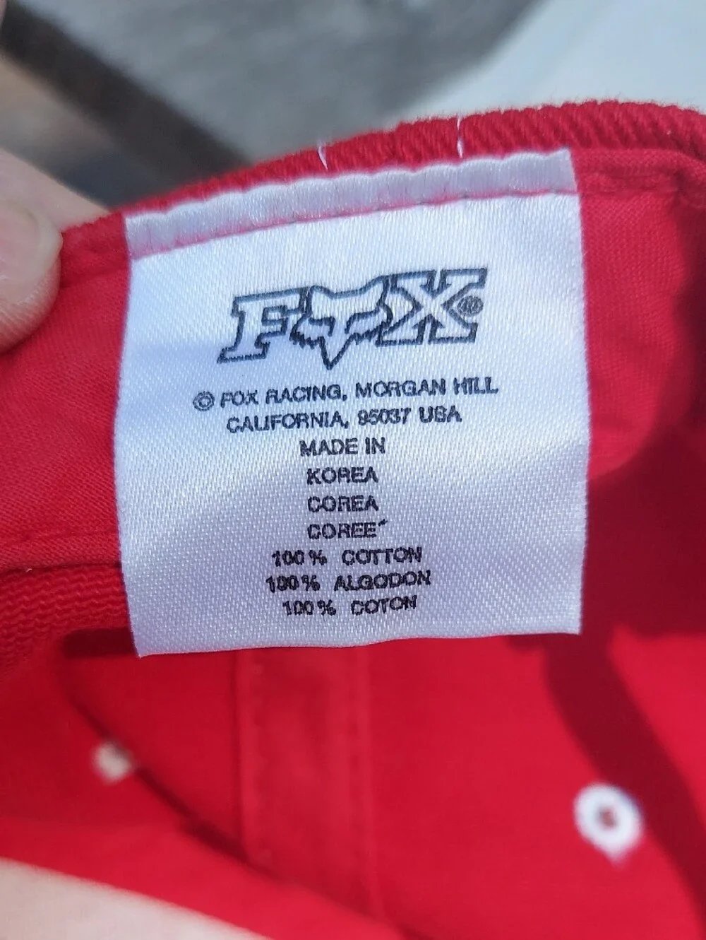 Fox Kids Red Baseball Cap with Black & White Fox Patch